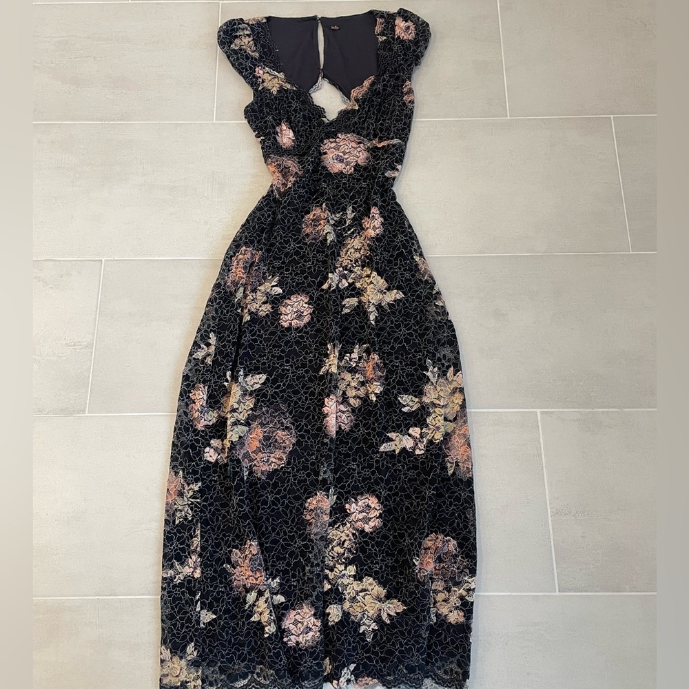 Free People x REVOLVE Butterfly Babe Lace Maxi Dress in Black Combo - Picture 4 of 8